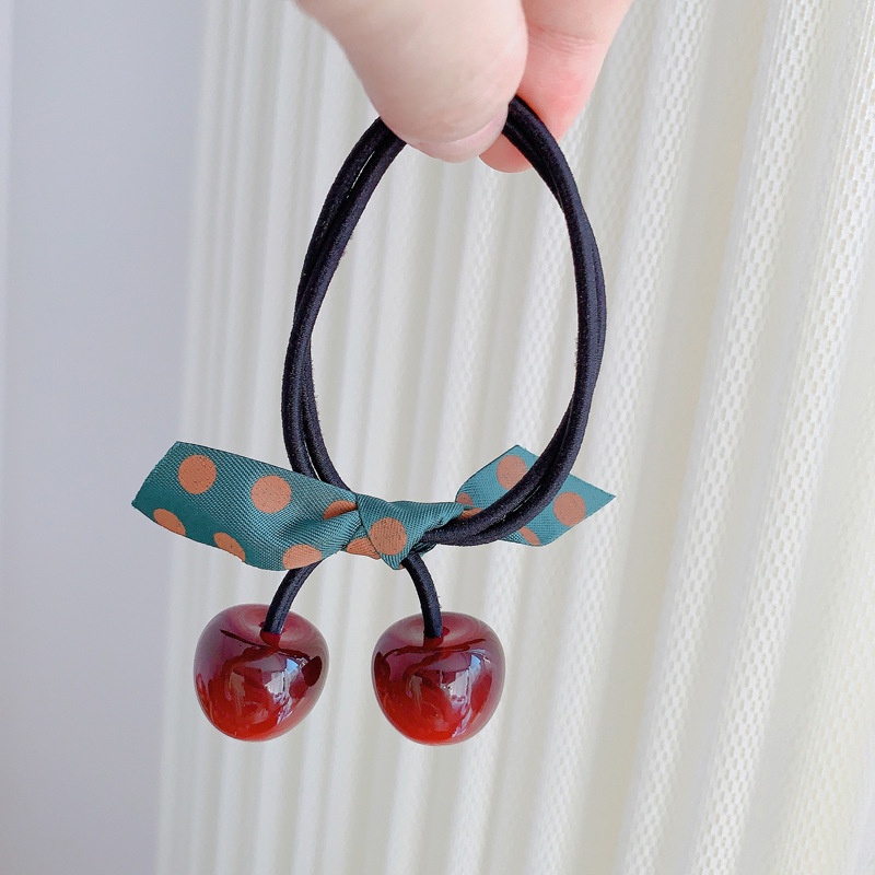 Dây Buộc Tóc Cao Su Họa Tiết Quả Cherry Dễ Thương Phong Cách Hàn Quốc Cho Nữ