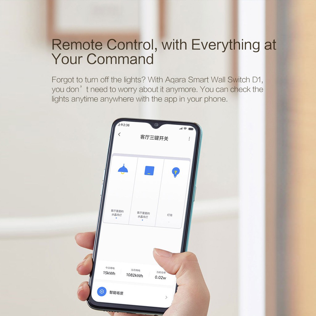 Xiaomi Youpin Công tắc đèn thông minh  Aqara ZiGBee điều khiển không dây bằng ứng dụng trên điện thoại và dây trung gian