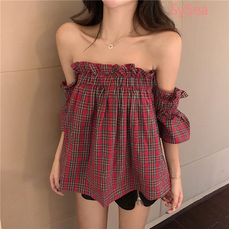 Áo kiểu trễ vai kẻ sọc thời trang mùa hè quyến rũ cho nữ