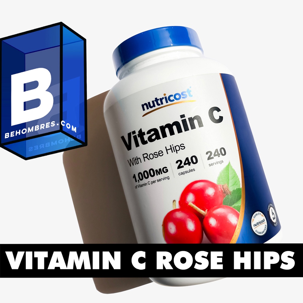 Viên uống Vitamin C 1000g + 25g Rose Hips hỗ trợ trắng da, trẻ hóa và Tăng sức đề kháng - Hộp 240 Viên | Behombres