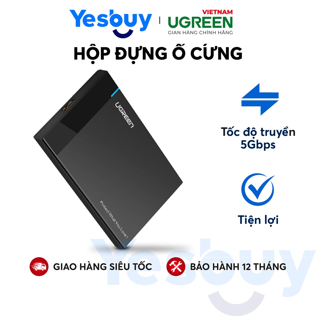 Hộp đựng ổ cứng 2.5 inch SSD, HDD chuẩn SATA UGREEN vỏ nhựa ABS hoặc vỏ nhôm - Hàng chính hãng