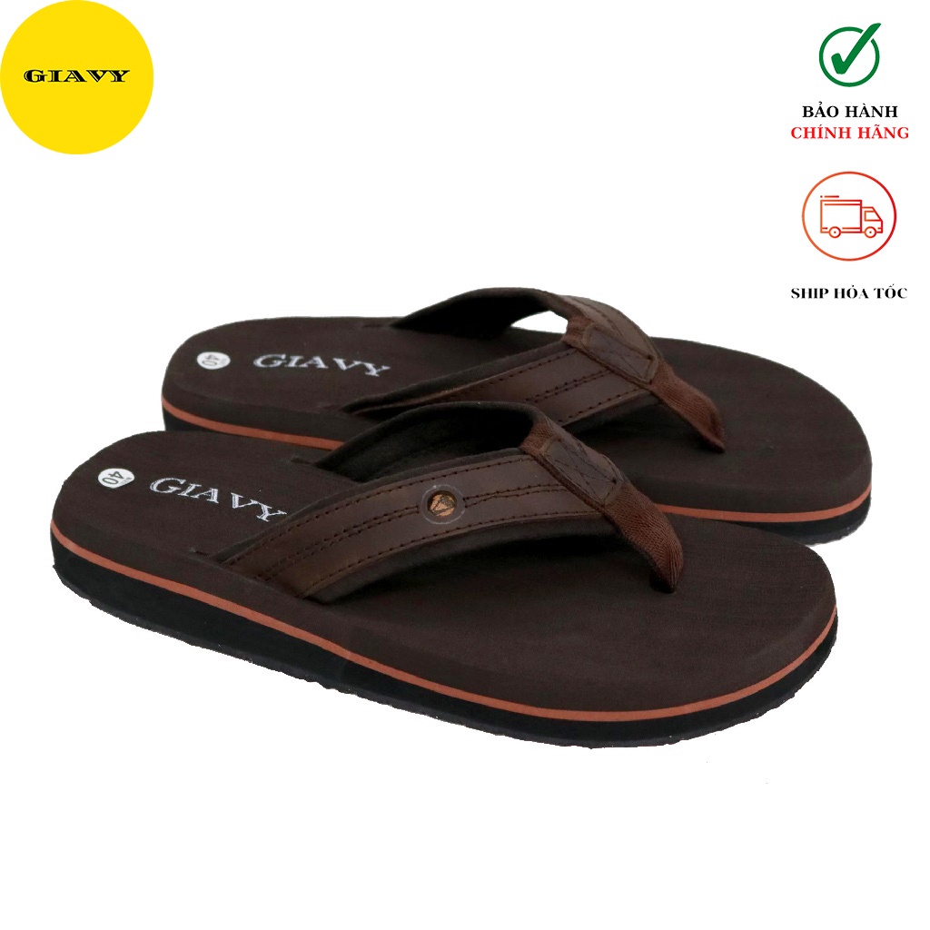 Dép xốp nam quai kẹp, quai da phối vải, chất xốp mềm, êm chân DXQ28- GIÀY GIAVY