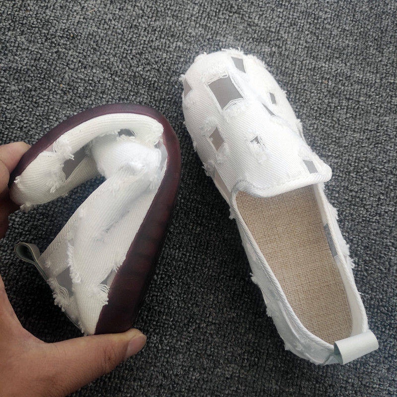 Giày Búp Bê Vải Lanh Đế Bằng Đục Lỗ Thoáng Khí Thời Trang Mùa Hè Hàng Mới 2022 Dành Cho Bạn Nữ