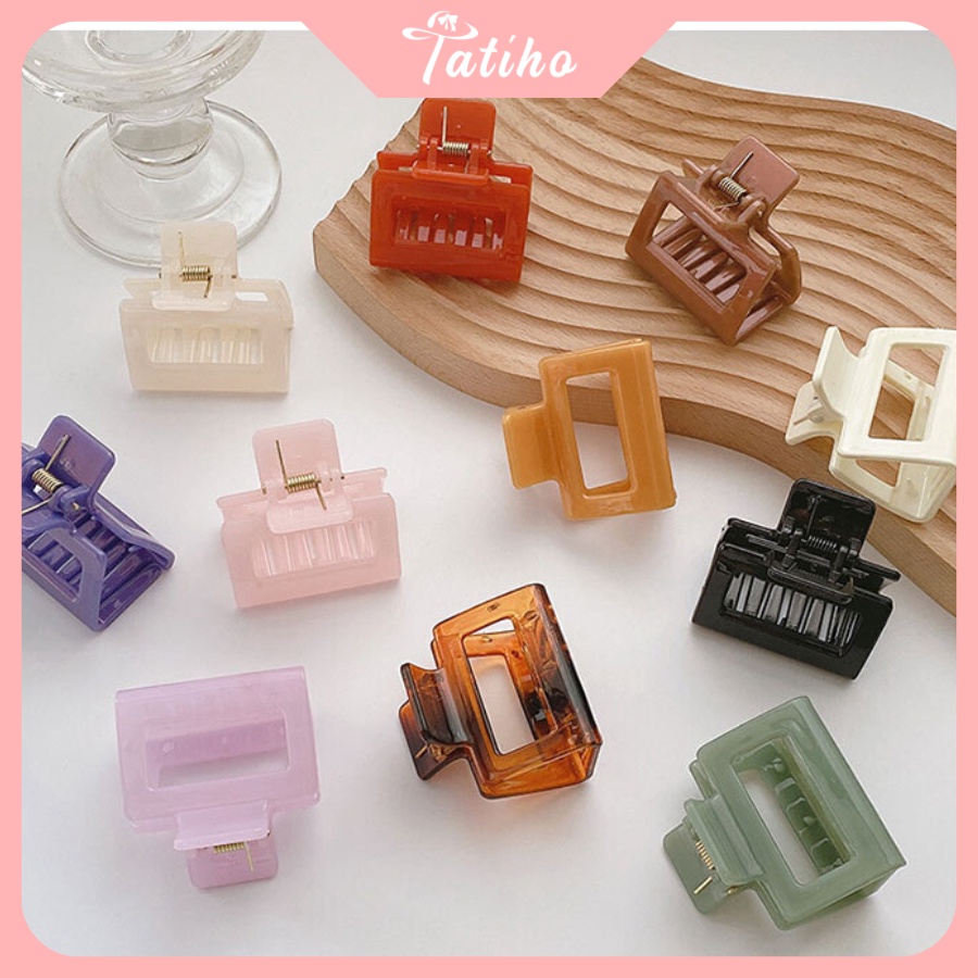 Kẹp Tóc Càng Cua Hình Vuông Trơn Size 9cm Hottrend Phong Cách Hàn Quốc Hottrend Dễ Thương - Tatiho - Mã KT011