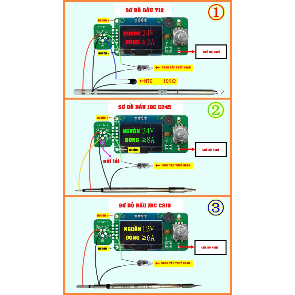 Mạch trạm hàn T12, JBC 245, JBC 210 Màn hình OLED