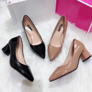 [NEW] Giày Cao Gót Vuông Công Sở Da Bóng Gót Vuông Cao 5 Phân