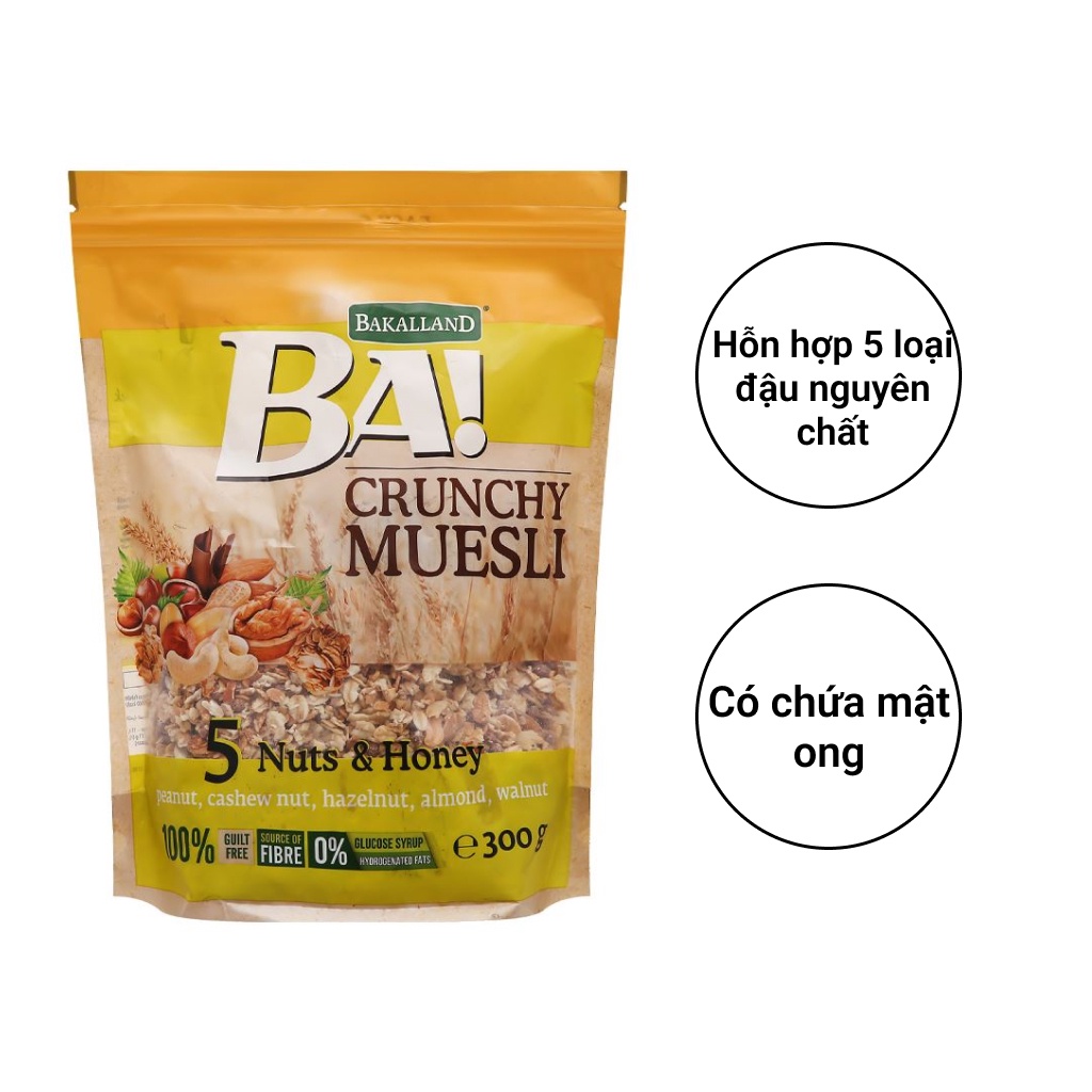 Ngũ Cốc Bakalland Muesli - Túi Zip 300G (5 loại)