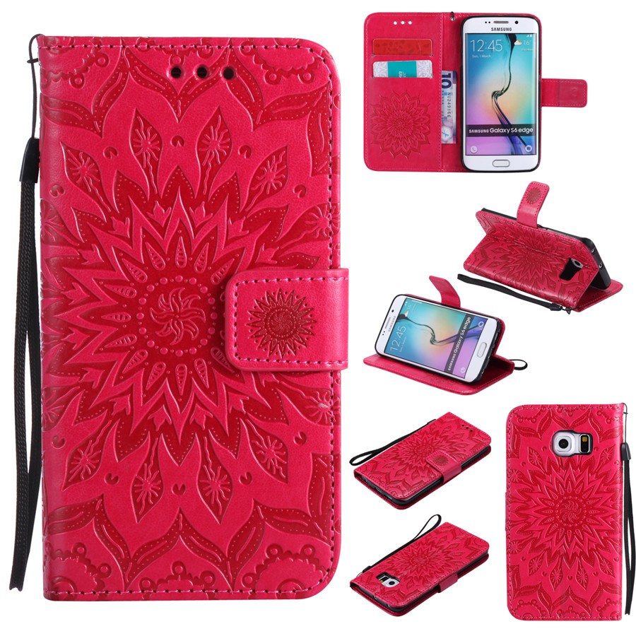 Ốp lưng nắp gập dập hình hoa nổi vintage cho Samsung S6/S6 Edge/S6 Edge Plus | BigBuy360 - bigbuy360.vn