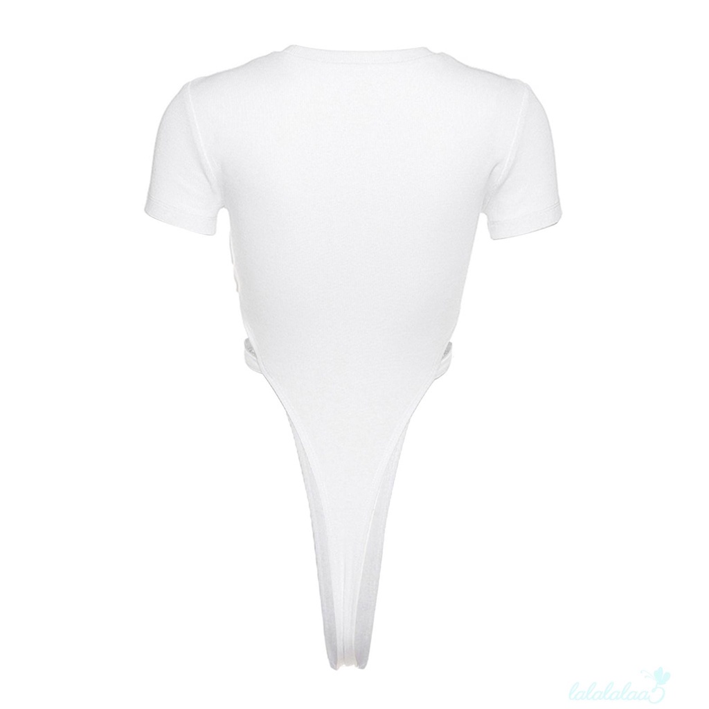 Bộ áo liền quần cổ tròn tay ngắn dáng ôm in họa tiết khoét lỗ 5- thời trang quyến rũ cho nữ | BigBuy360 - bigbuy360.vn