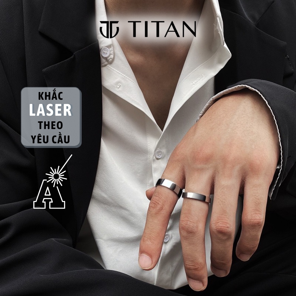 Nhẫn đôi nam nữ khắc tên theo yêu cầu, Titan nhẫn thời trang thanh lịch hiphop cá tính làm quà tặng màu bạc 925 không gỉ