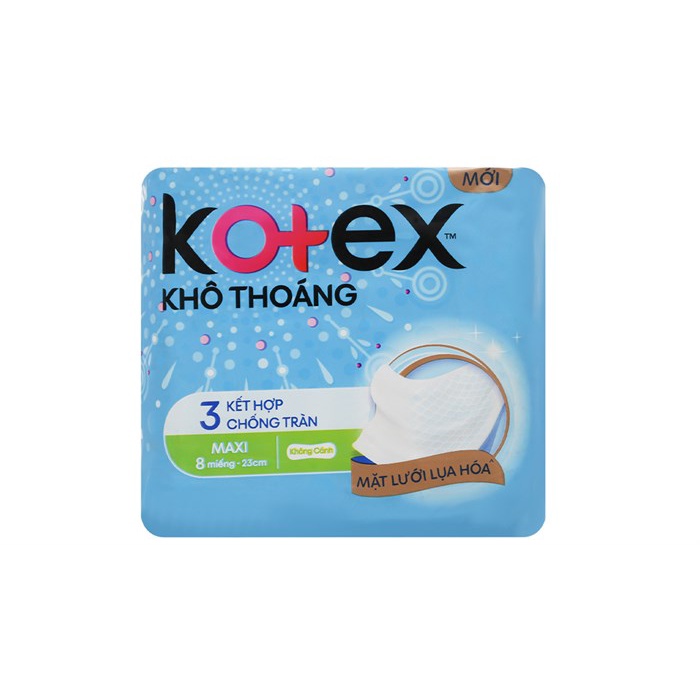 Băng vệ sinh Kotex chống tràn khô thoáng không cánh gói 8 miếng