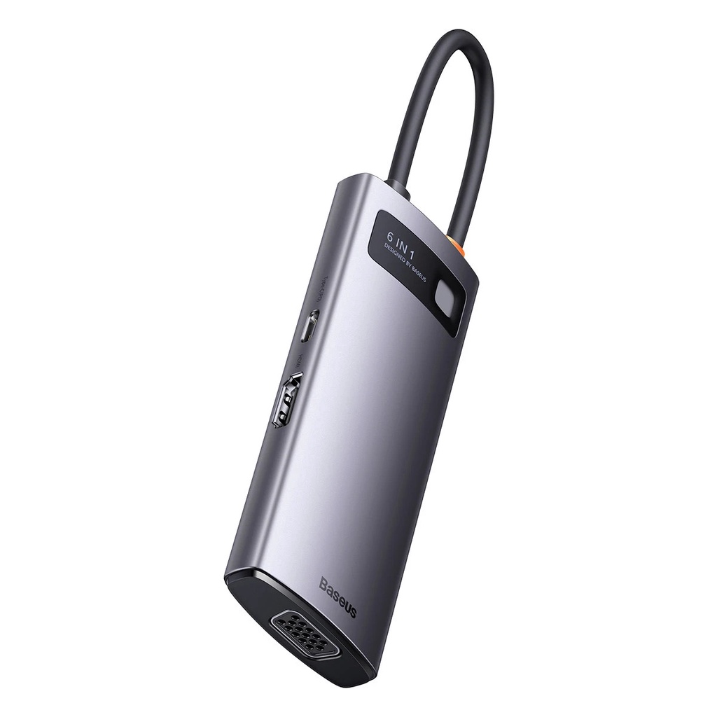 Cổng chuyển 6in1 USB-C to HDMI/VGA/USB/C hàng chính hãng Baseus