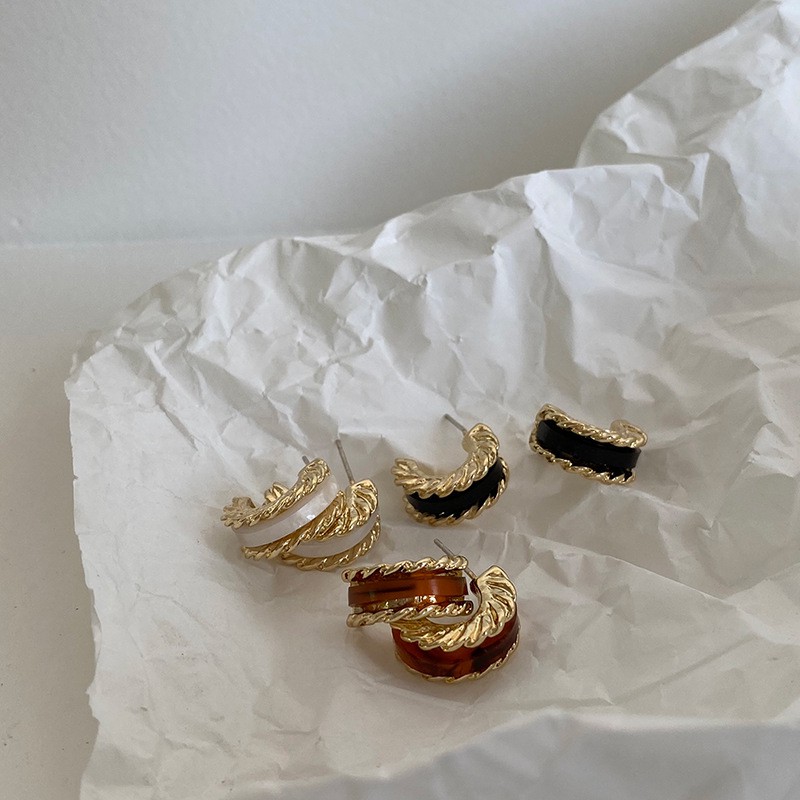 Khuyên tai kẹp không bấm lỗ chốt cố định K176 bằng hợp kim mạ vàng hình chữ C dáng ngắn Leous Accessories