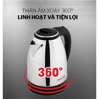 Ấm siêu tốc Sunhouse HappyTime 1.8L Inox không gỉ siêu bền, tự ngắt khi nước sôi, tiết kiệm điện năng