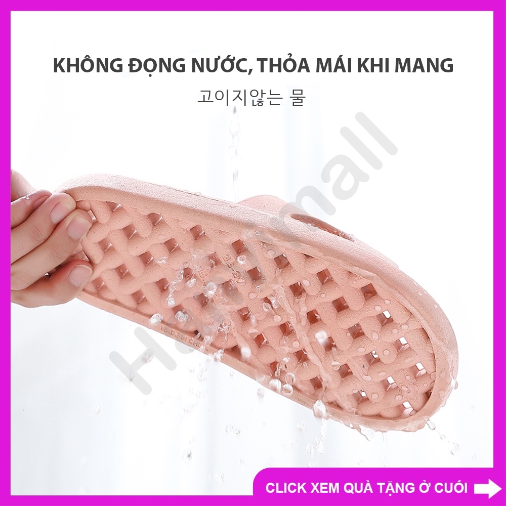 Dép đi trong nhà, dép đi nhà tắm nam nữ chống trượt đúc nguyên khối, đế dạng lưới dễ thoát nước