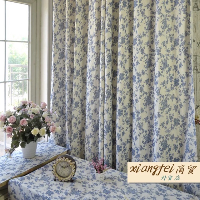 Rèm cửa hoa xanh vintage ,phong cách vintage chống nắng cao cấp, màn vải treo tường trang trí decor phòng ngủ