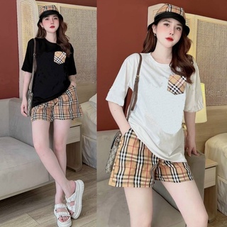 Sét bộ thun áo phom rộng phối vải bbr