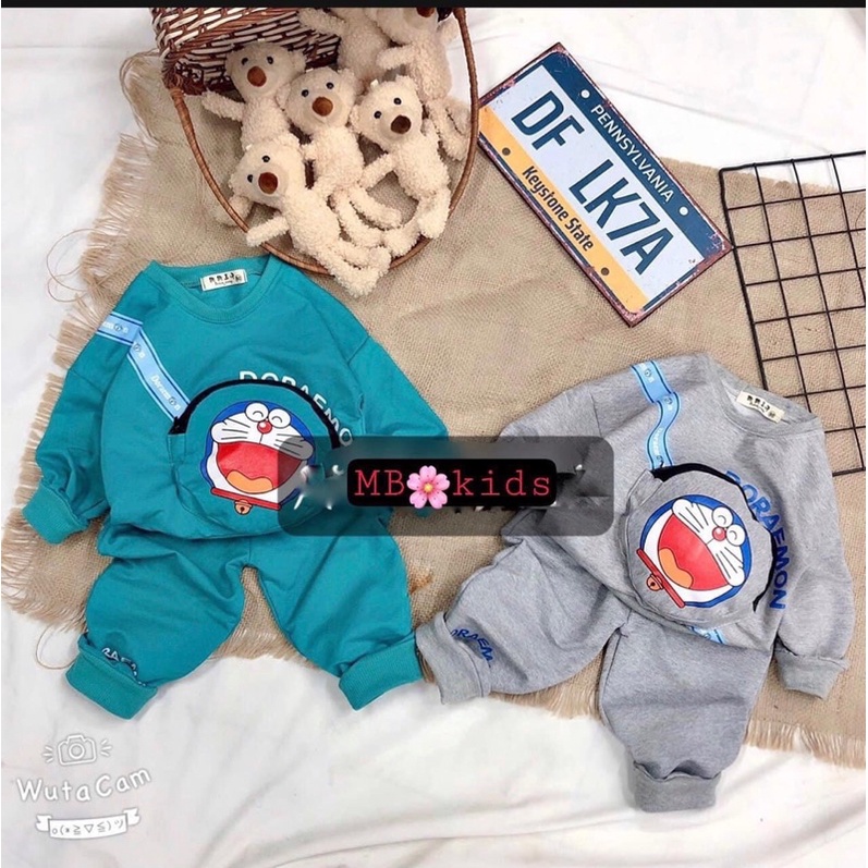 Bộ nỉ da cá hình doremon dễ thương cho bé trai, bé gái K082