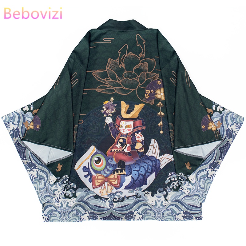 Áo Sơ Mi Kimono In Hoa Hóa Trang Cá Chép Truyền Thống Harajuku Nhật Bản Mùa Hè Cho Nữ