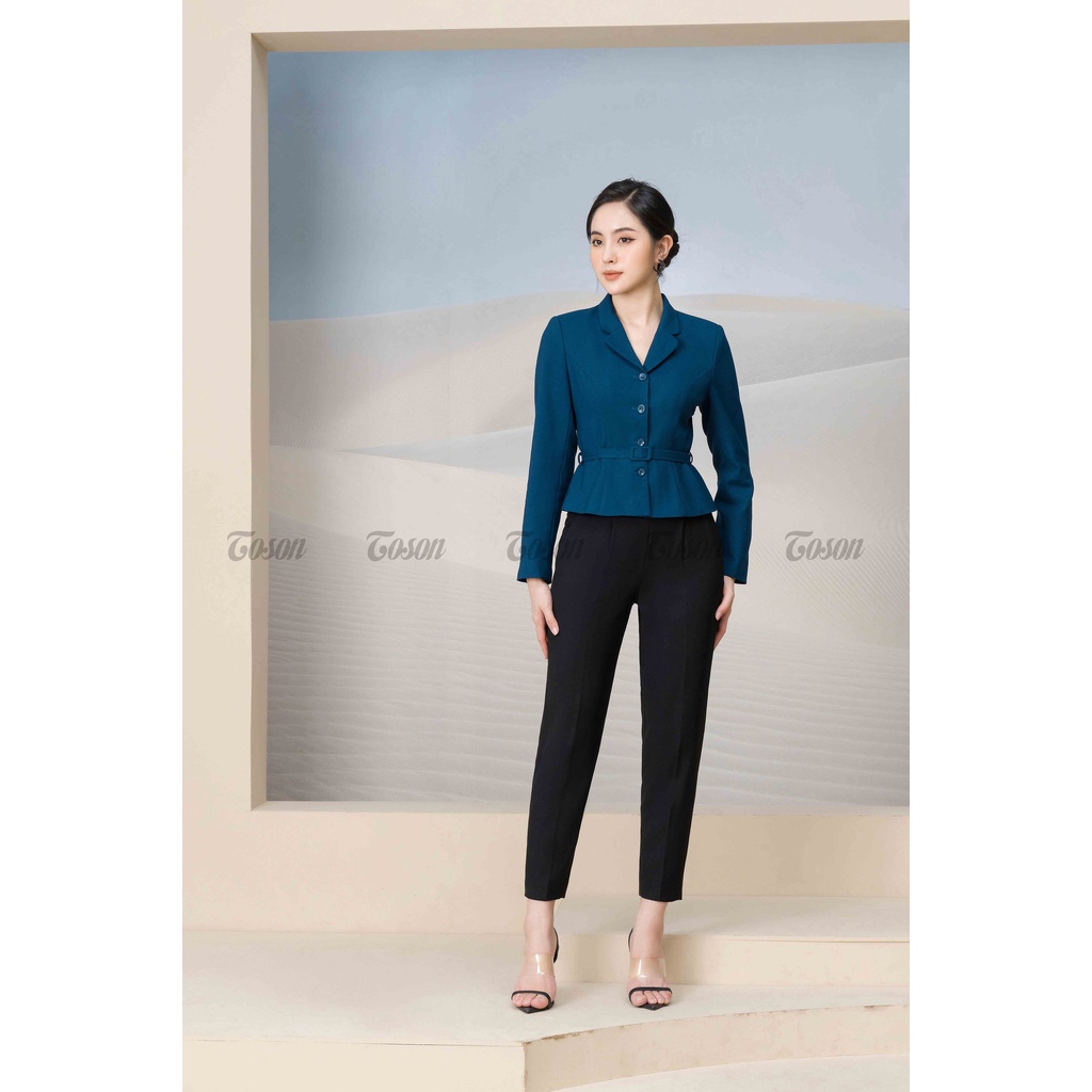 Áo vest xanh cơ bản thắt đai eo đũi nhật TOSON 83222X31