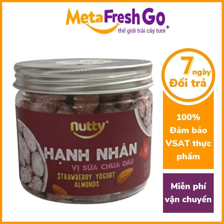 Hạt Hạnh Nhân Sấy Vị Sữa Chua Nutty Thơm Ngon Giòn Ngậy, Heathy, Hỗ Trợ Giảm Cân - 220g | Meta Freshgo