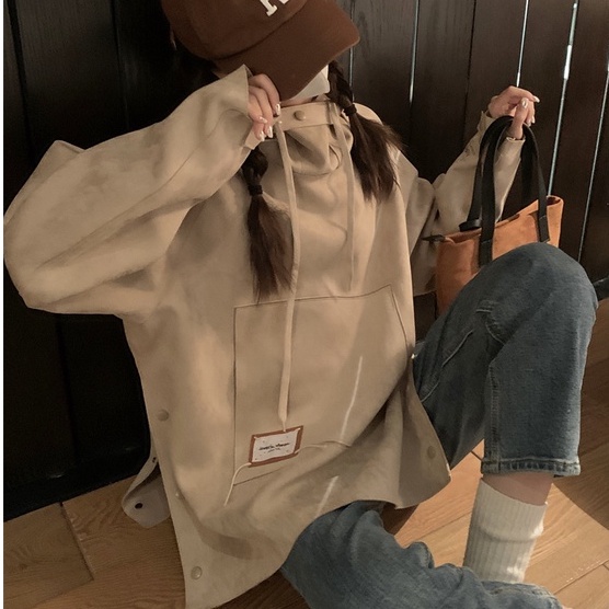 【ZHELIHANGFEI】Áo Hoodie Tay Dài oversize Thời Trang Trẻ Trung