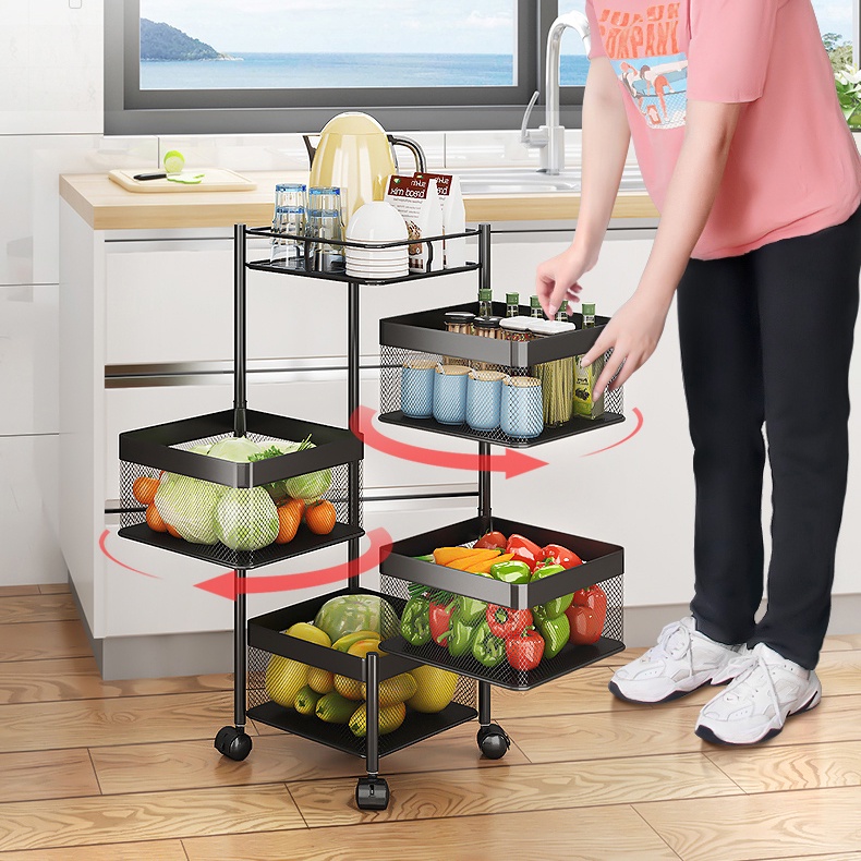 🆓 Kệ Đa Năng  Kệ Sắt Vuông Xoay - 4 TẦNG - Chất Liệu Thép Không Gỉ Có Bánh Xe Di Chuyển Hàng Xuất Khẩu