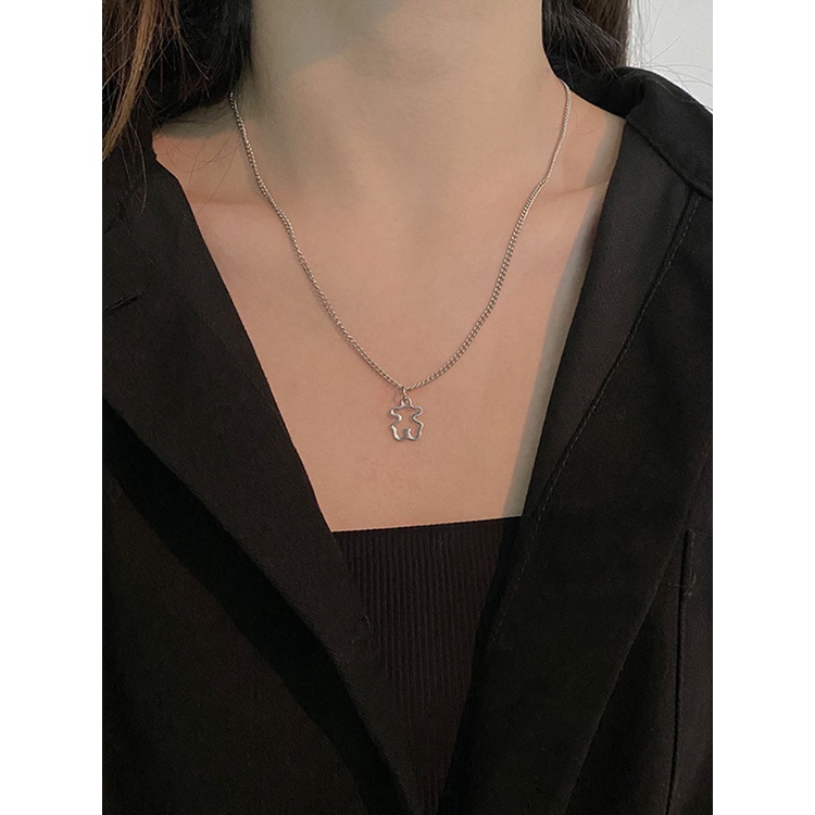 Vòng cổ Mặt Hình Gấu Bằng Thép Không Gỉ Thời Trang Cho Cặp Đôi