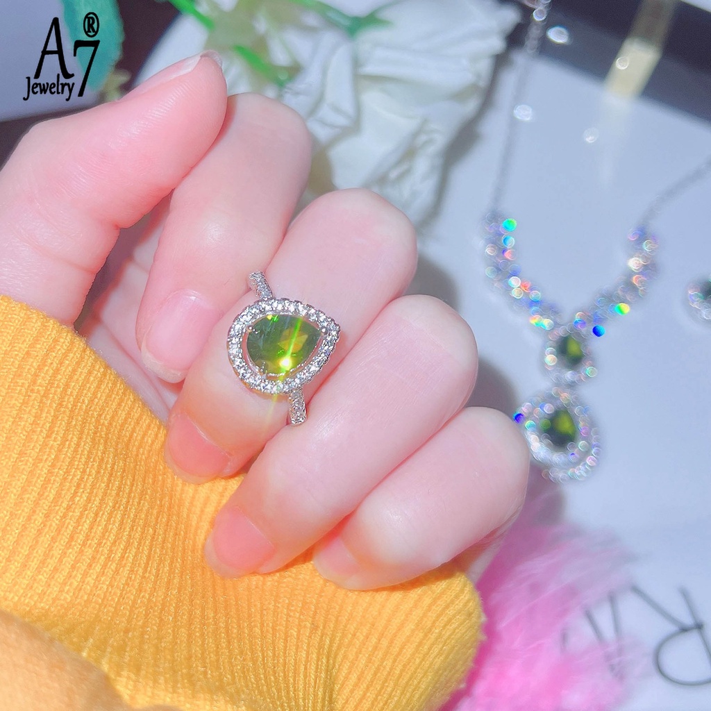 Bộ Trang Sức Đính Đá Màu Xanh Lá Sang Trọng A7