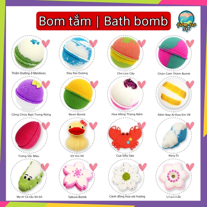 TỔNG HỢP bom tắm Thơm Tho Sto viên sủi bồn tắm bath bomb
