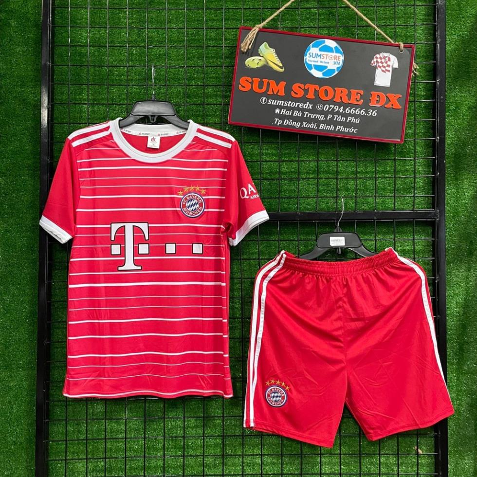 Quần Áo Đá Bóng CLB Bayern Munich Đỏ Sọc Ngang DK 2022_Mẫu Áo Đấu Hot, Giá Tốt 🏆