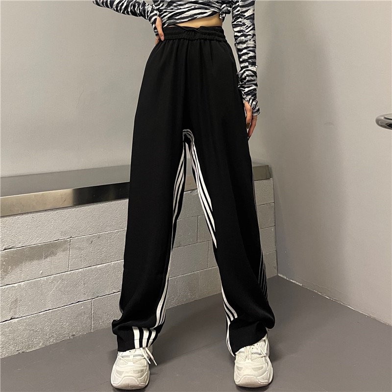 Quần line ống suông Ulzzang - Quần 3 sọc thun ống rộng unisex nam nữ - Quần thể thao sọc đen, trắng Nấm Store