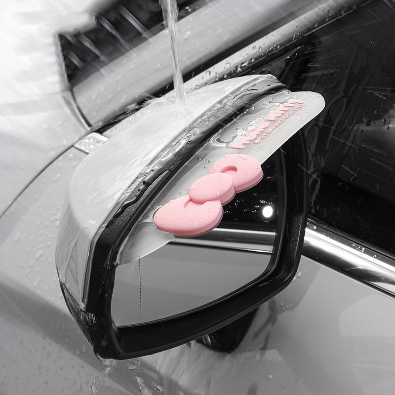 Set 2 Tấm Che Mưa Họa Tiết Hoạt Hình Dễ Thương Gắn Kính Chiếu Hậu Xe Hơi