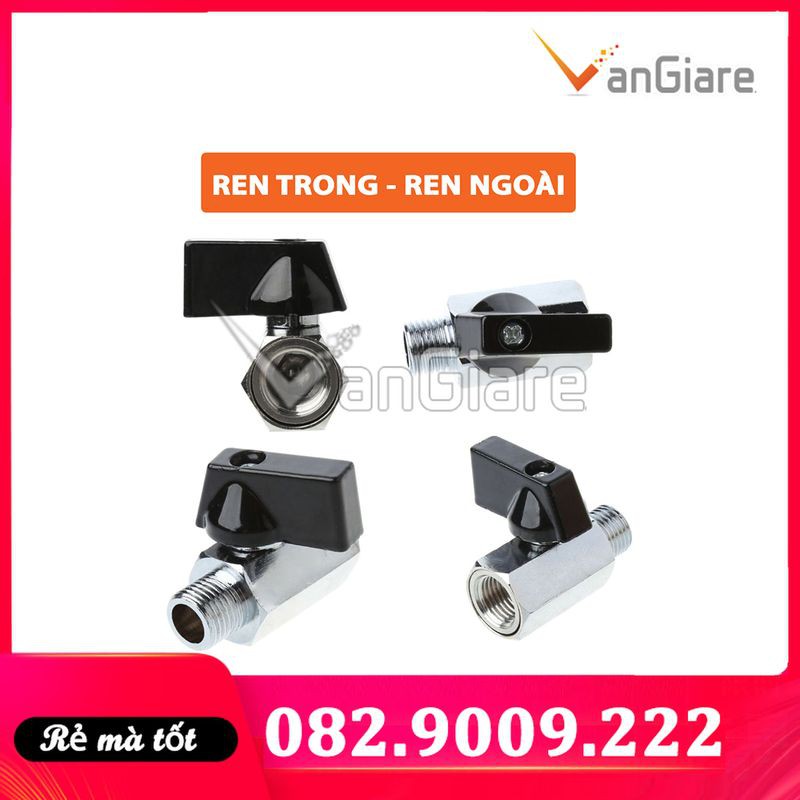 Van bi mini, van khóa ren trong ren ngoài, tay bướm, đồng xi