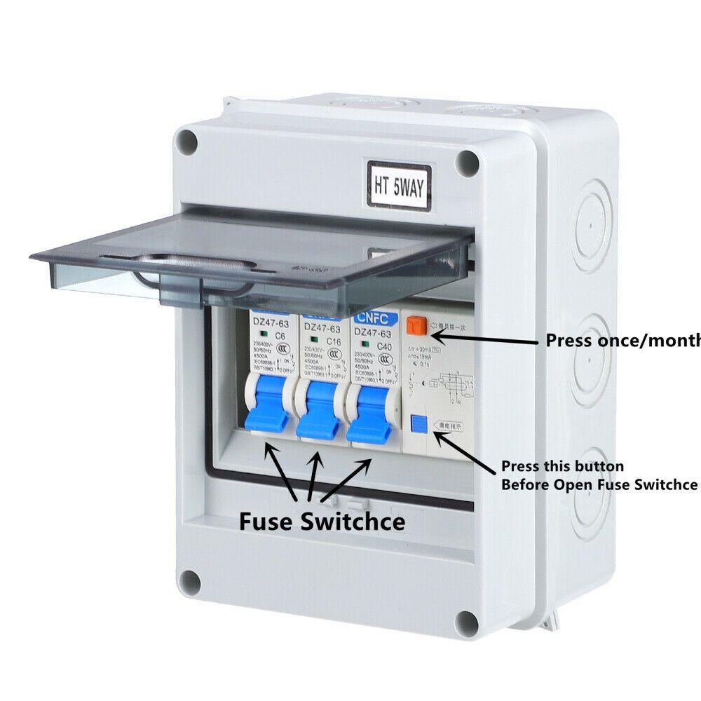 Cầu Dao PISTA Chống Thấm Nước Kèm Hộp Cầu Chì RCD Và 2x MCB IP54