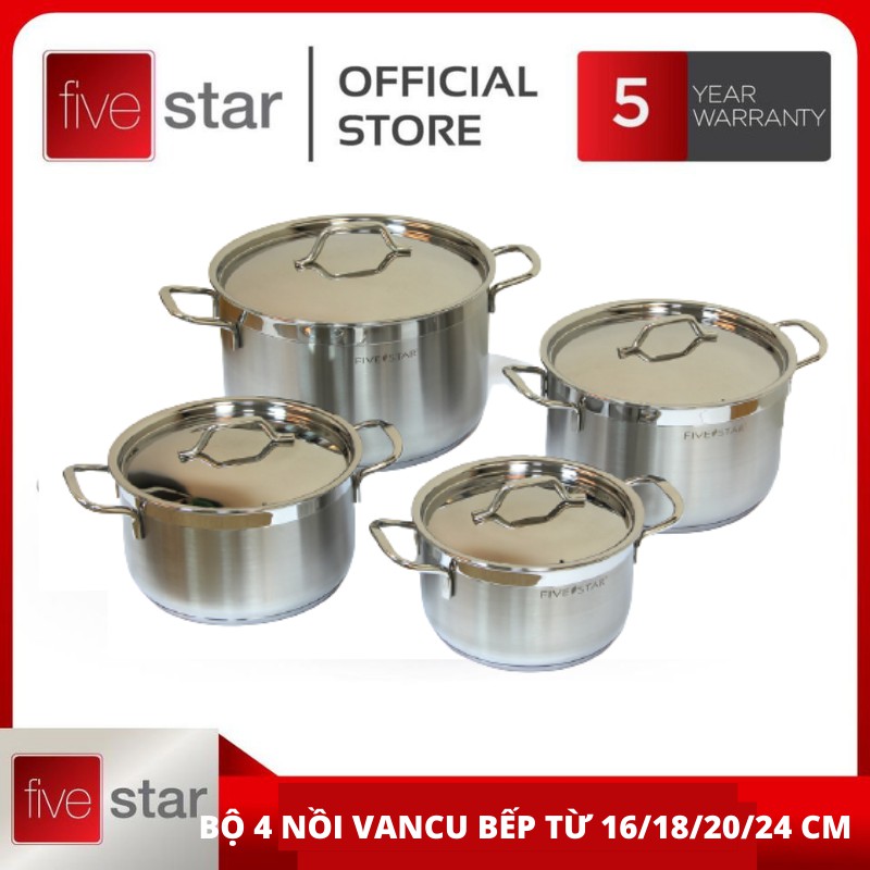 Bộ nồi inox cao cấp VANCOUVER nắp inox 16/18/20124 cm [ BẢO HÀNH 5 NĂM] NẤU ĐƯỢC TẤT CẢ CÁC LOẠI BẾP