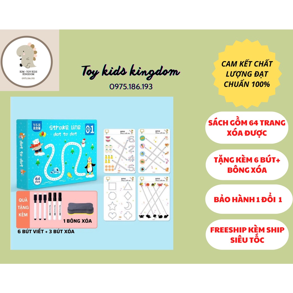 Đồ chơi giáo dục Tập tô vẽ thông minh xóa được kèm bút dạ - Giáo dục toàn diện Montessori