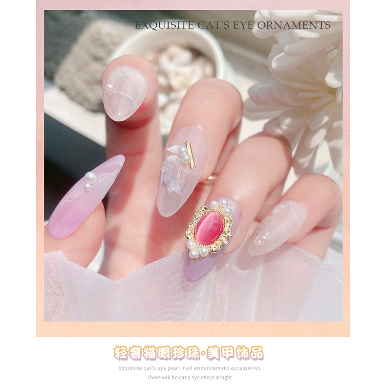 Phụ Kiện Trang Sức Móng Tay Bằng Hợp Kim Đính Ngọc Trai Và Đá opal Thần Kỳ Mới