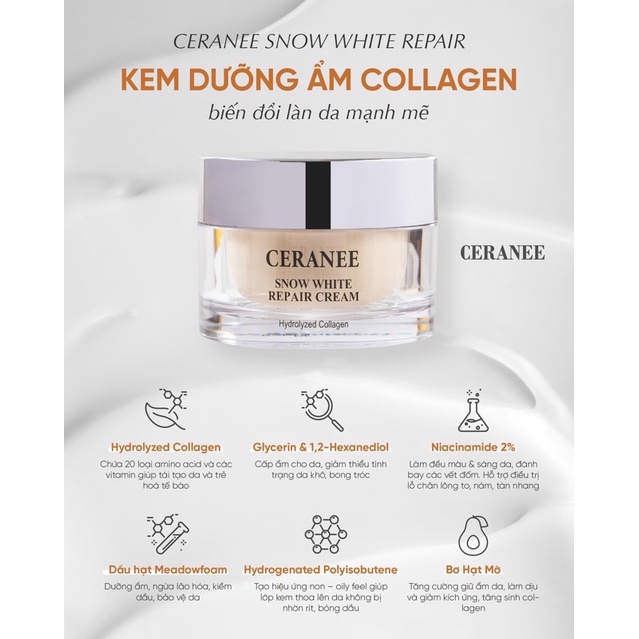 Kem dưỡng da Snow White Repair Cream dưỡng ẩm, nâng tone, phục hồi tế bào da từ sâu bên trong I Hàn Quốc chính hãng.