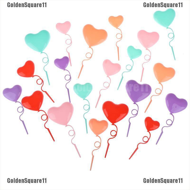 Set 4 Que TắM HìNh TráI Tim ĐíNh Bong BóNg Dễ Thương Trang Trí BáNh