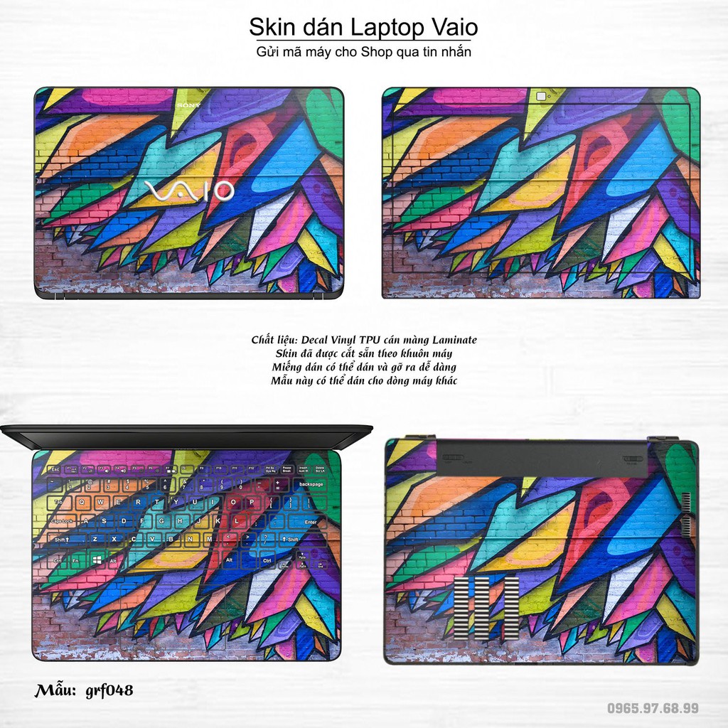 Skin dán Laptop Sony Vaio in hình nghệ thuật graffiti (inbox mã máy cho Shop)