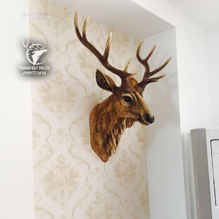 Tượng Đầu Hươu Trang Trí Tường Cao Cấp , Tượng Phong Thủy, Quà Tặng
