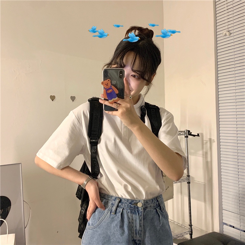 Áo Sơ Mi Polo Nữ Rời Tay Ngắn Unisex Áo Thun Nữ Tay Ngắn Phù Hợp Với Tất Cả Trận Đấu Chắc Chắn