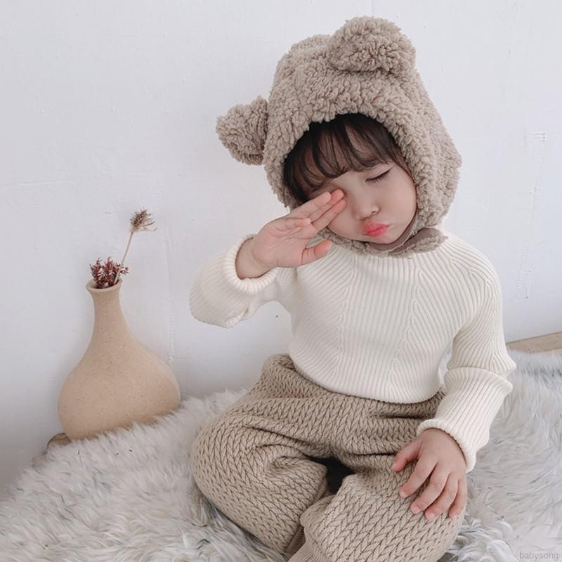 Mũ Len Tai Gấu Xinh Xắn Cho Bé
