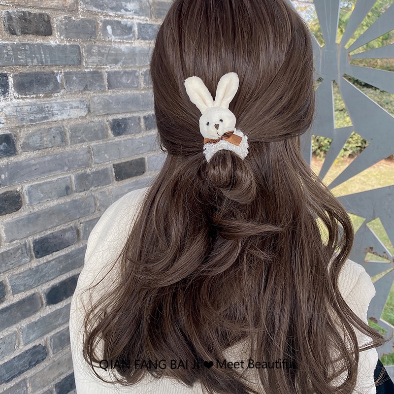 Dây Buộc Tóc Đính Bóng Lông/ Thỏ/ Gấu Dễ Thương Thời Trang Thu Đông Phong Cách Hàn Quốc Cho Nữ