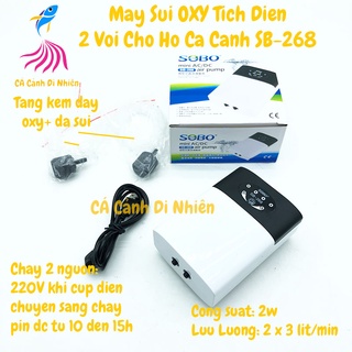 Máy sủi oxy TÍCH ĐIỆN 2 vòi SOBO SB-268 cho hồ cá máy oxy bể cá SB268