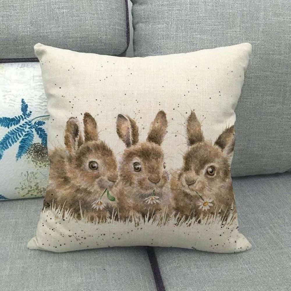 PINEVN Vỏ Gối In Hình Thỏ / Cáo Phục Sinh Có Khóa Kéo