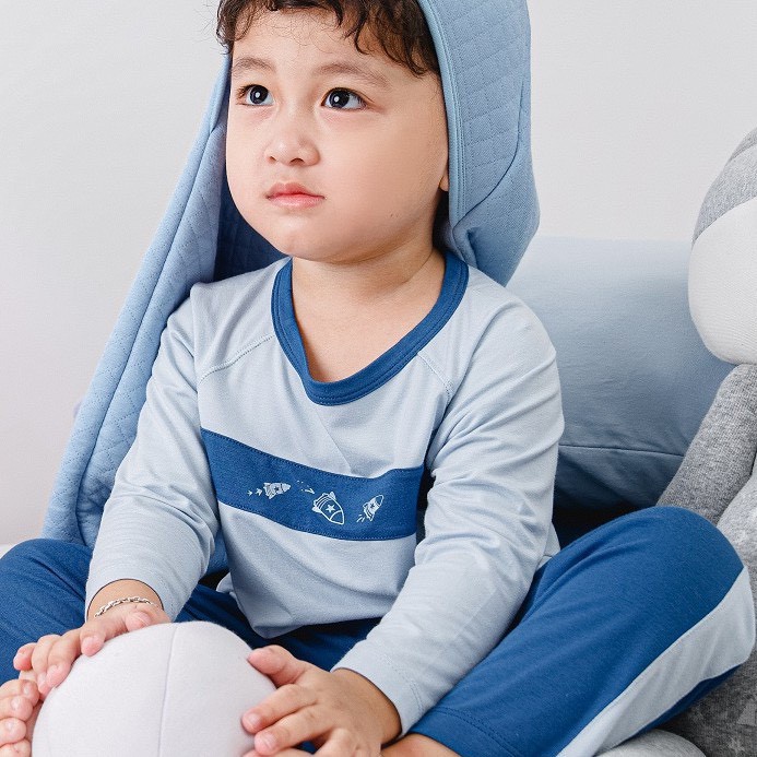 Bộ dài tay bé trai Nous kids xanh tàu bay  - Size 2-6 tuổi