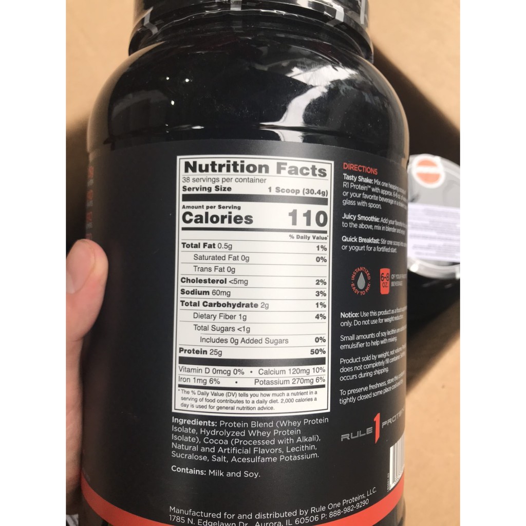 Sữa Dinh Dưỡng Tăng Cơ RULE1  R1 PROTEIN 2.5 Lbs (1,2 KG) 38 servings Chính Hãng Authentic 100%