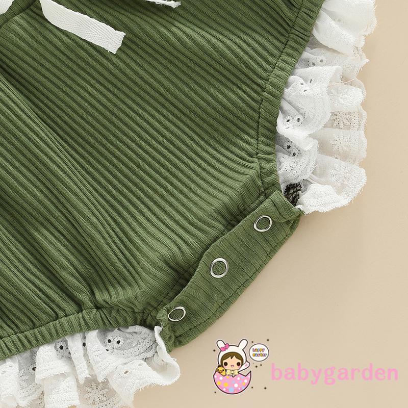 Bộ Áo Liền Quần Dệt Kim Không Tay Phối Ren Hoa Xinh Xắn Cho Bé Gái 0-18 Tháng Tuổi